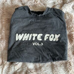 White Fox Boutique Gray Tee with White Logo